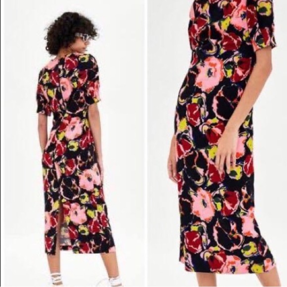 Zara TRAFALUC Floral Print Midi Women's Dress - Picture 1 of 5